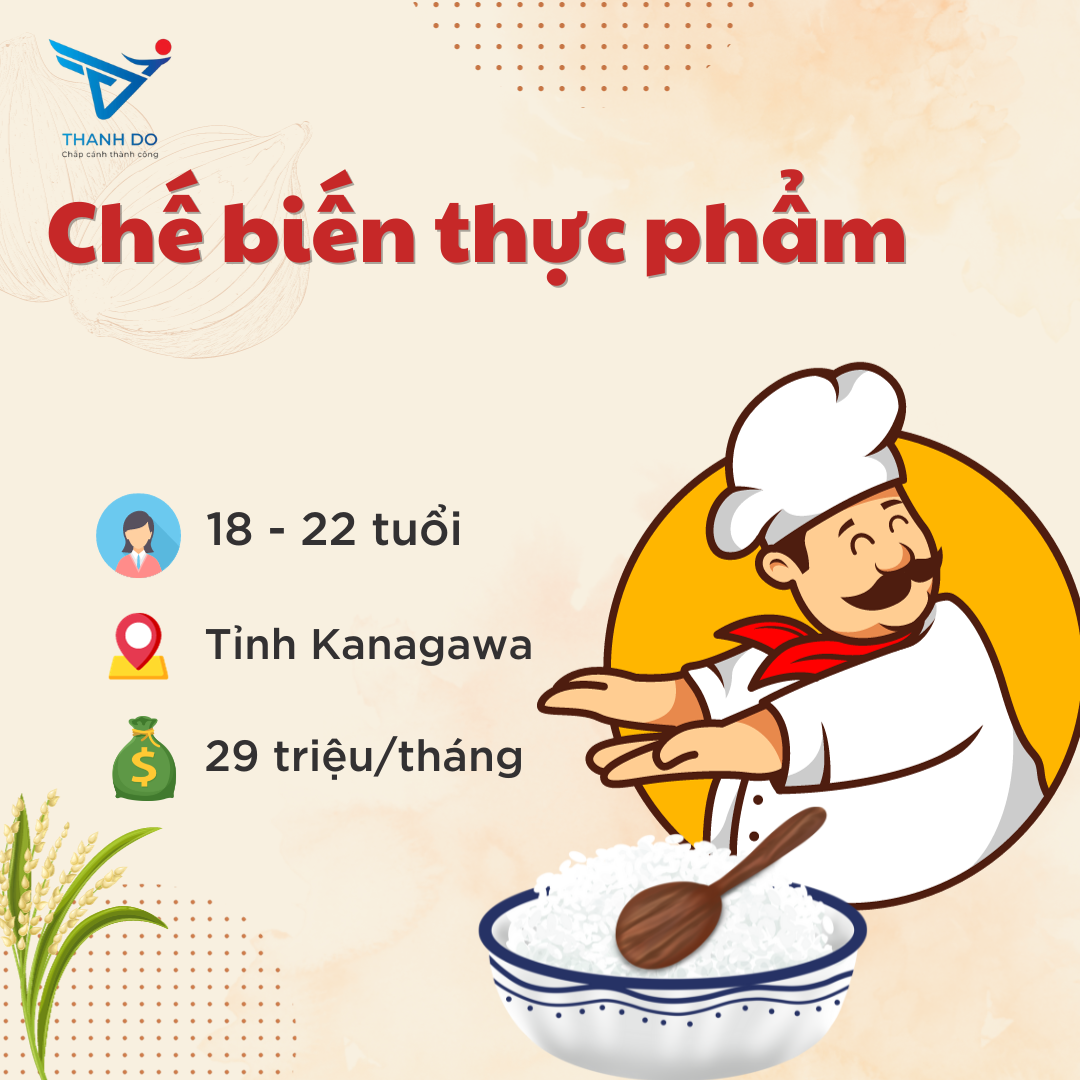CÔNG TY XKLĐ THÀNH ĐÔ TUYỂN 04 NAM - ĐƠN HÀNG CHẾ BIẾN THỰC PHẨM